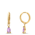 Hoop earrings 9k Yellow Gold Amethyst 2 Stones