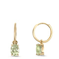 Hoop with pendant 9k Yellow Gold Amethyst Green, 2 Stones
