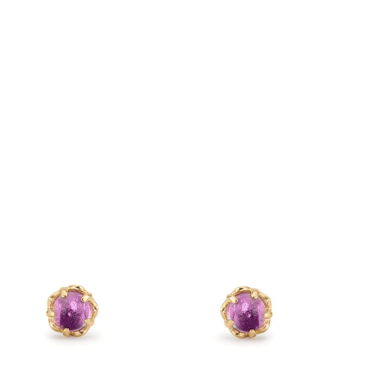 Stud earrings 9k Yellow Gold Amethyst 2 Stones Ø4 mm