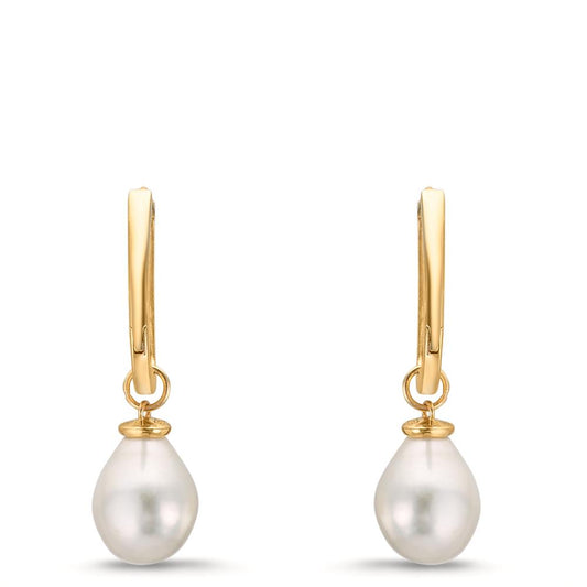 Hinged hoop 9k Yellow Gold Freshwater pearl, 2 Pearls, 6.5 mm