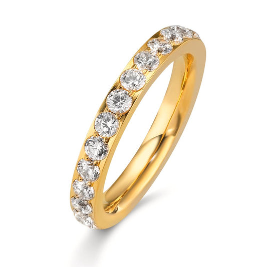 Memory ring Stainless steel Zirconia White Yellow IP coated