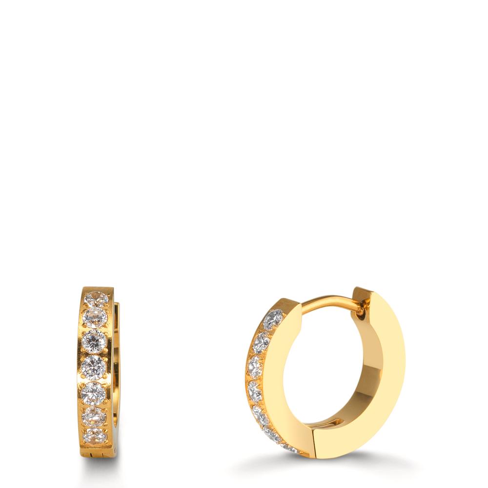 Hinged hoop Stainless steel Zirconia White, 14 Stones Yellow IP coated