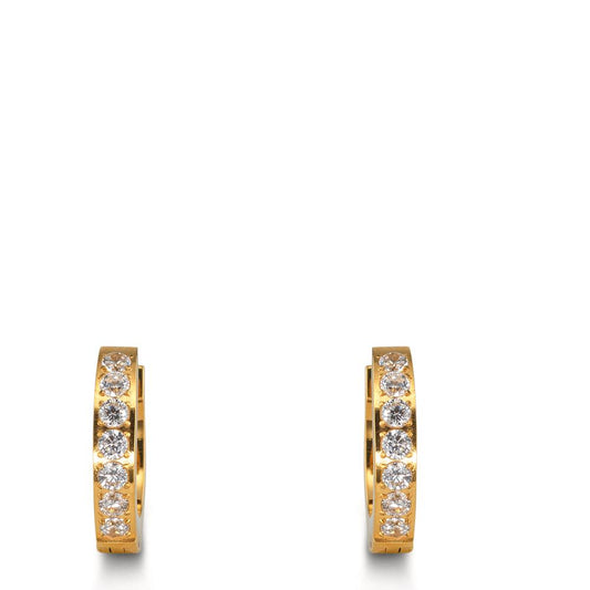 Hinged hoop Stainless steel Zirconia White, 14 Stones Yellow IP coated