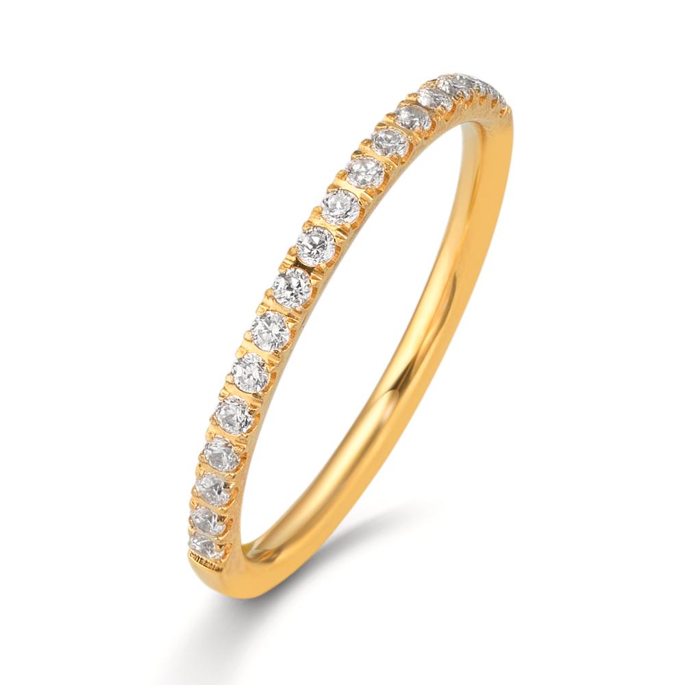 Memory ring Stainless steel Zirconia White, 20 Stones Yellow IP coated