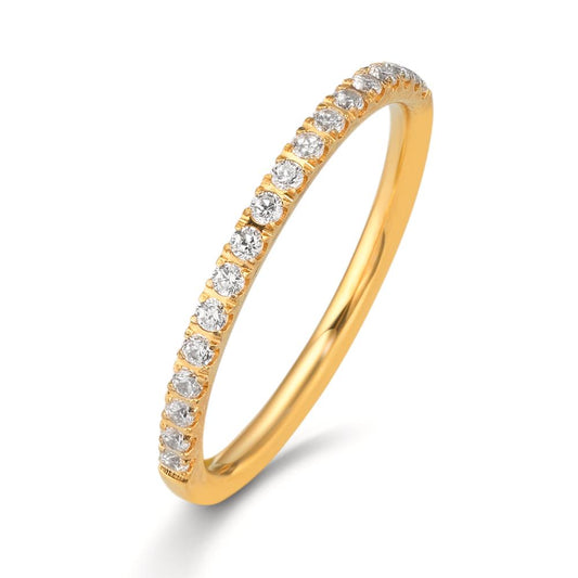 Memory ring Stainless steel Zirconia White, 20 Stones Yellow IP coated