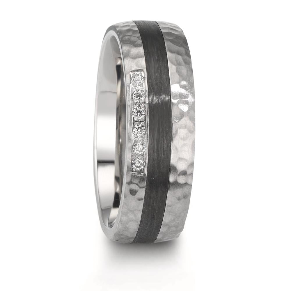 Wedding Ring Stainless steel, Carbon Zirconia White, 6 Stones