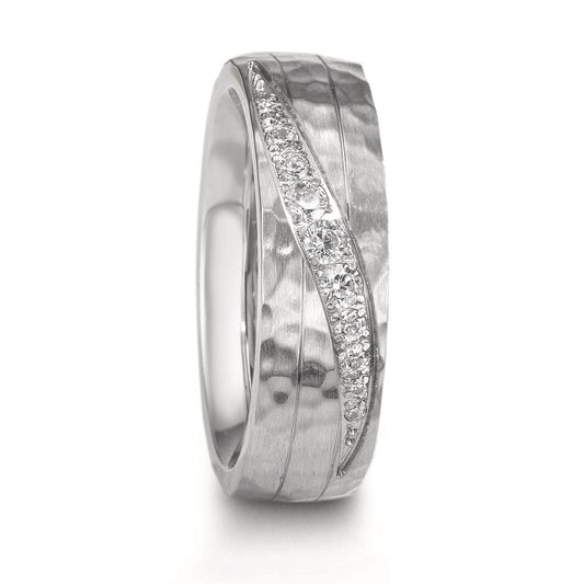 Wedding Ring Stainless steel Zirconia White, 11 Stones