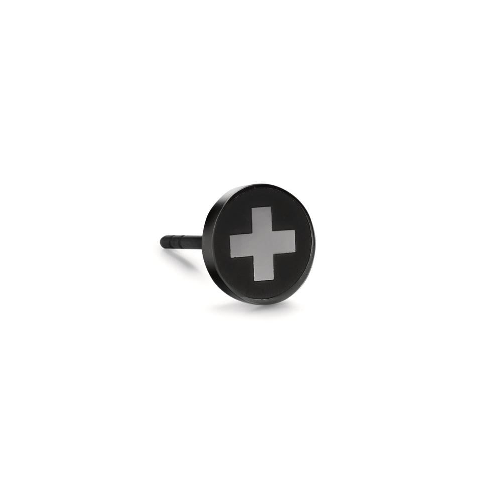 Single stud earring Stainless steel Black IP coated Ø8 mm