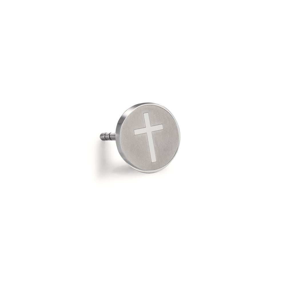 Single stud earring Stainless steel Cross Ø8 mm