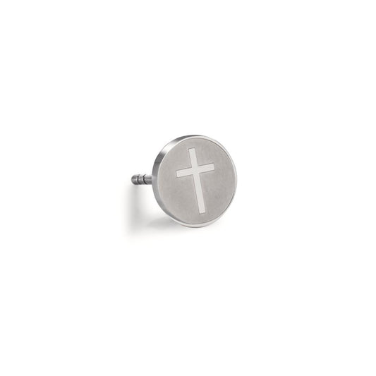 Single stud earring Stainless steel Cross Ø8 mm