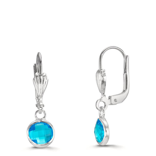 Drop Earrings Hypoallergenic Crystal Blue, 2 Stones, 6 mm