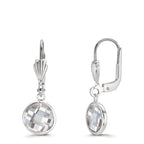 Drop Earrings Hypoallergenic Zirconia White, 2 Stones, 8 mm