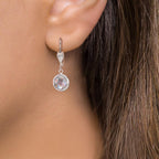 Drop Earrings Hypoallergenic Zirconia White, 2 Stones, 8 mm