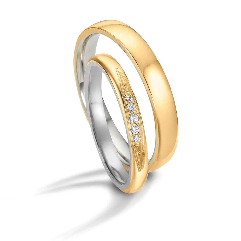 Wedding Ring 18k Yellow Gold, Platinum 950