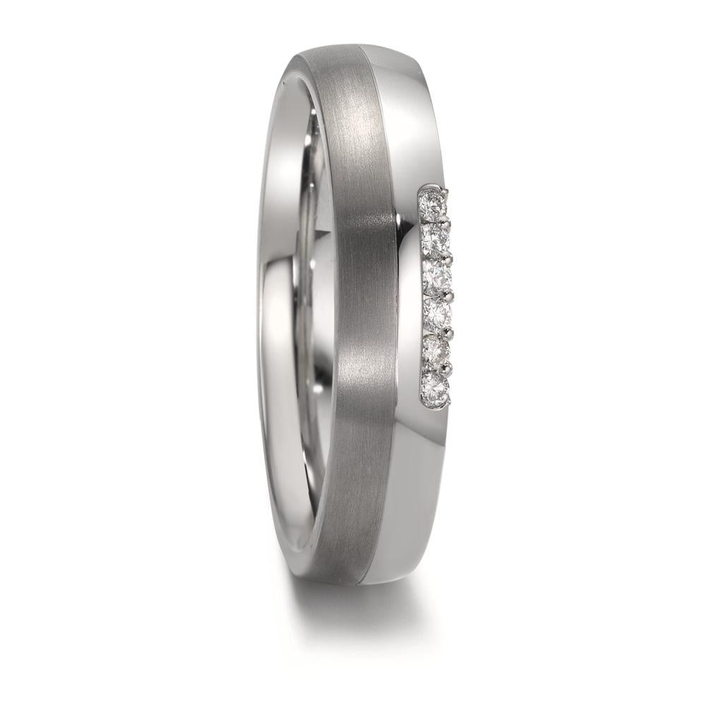 Wedding Ring Stainless steel, Titanium Diamond 0.09 ct, 6 Stones, w-si