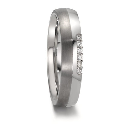 Wedding Ring Stainless steel, Titanium Diamond 0.09 ct, 6 Stones, w-si