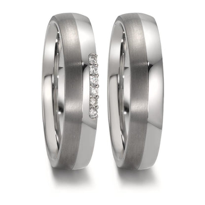 Wedding Ring Stainless steel, Titanium Diamond 0.09 ct, 6 Stones, w-si