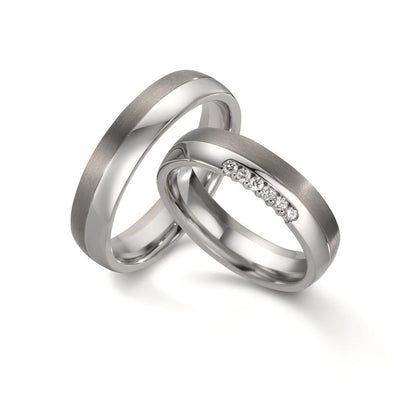 Wedding Ring Stainless steel, Titanium Diamond 0.09 ct, 6 Stones, w-si