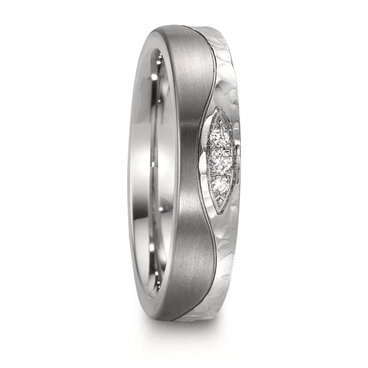 Wedding Ring Stainless steel, Titanium Diamond 0.045 ct, 3 Stones, w-si