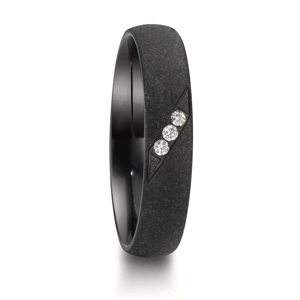 Wedding Ring Zirconium Diamond 0.045 ct, 3 Stones, w-si