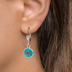 Drop Earrings Hypoallergenic Zirconia Aqua, 2 Stones, 8 mm