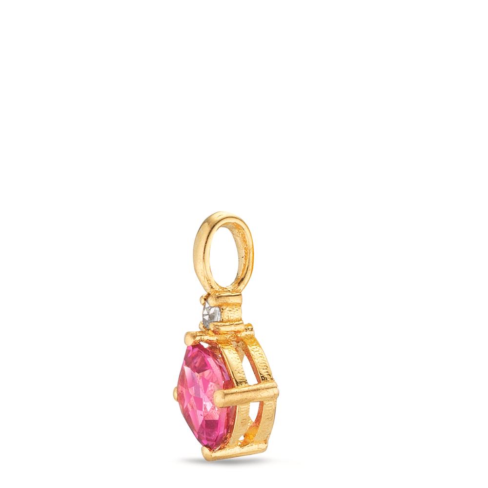Pendant 18k Yellow Gold Topaz Pink, Topaz White Ø6.5 mm