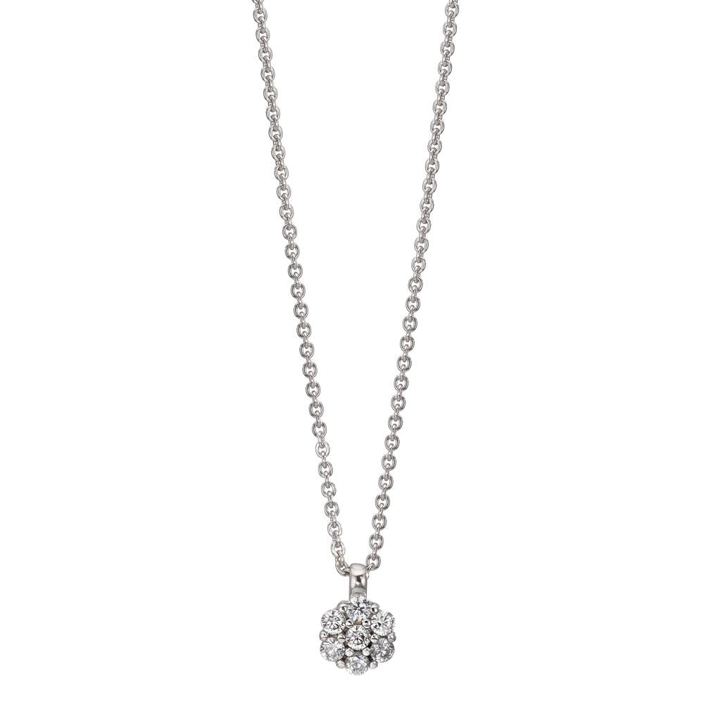 Necklace Silver Zirconia 7 Stones Rhodium plated Flower 38 cm
