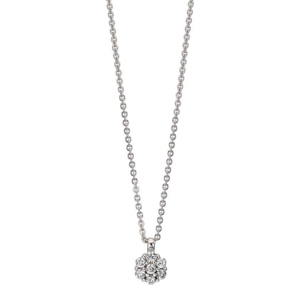 Necklace Silver Zirconia 7 Stones Rhodium plated Flower 38 cm