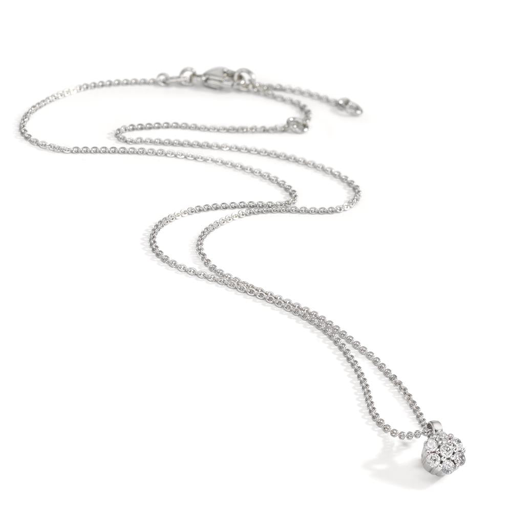 Necklace Silver Zirconia 7 Stones Rhodium plated Flower 38 cm
