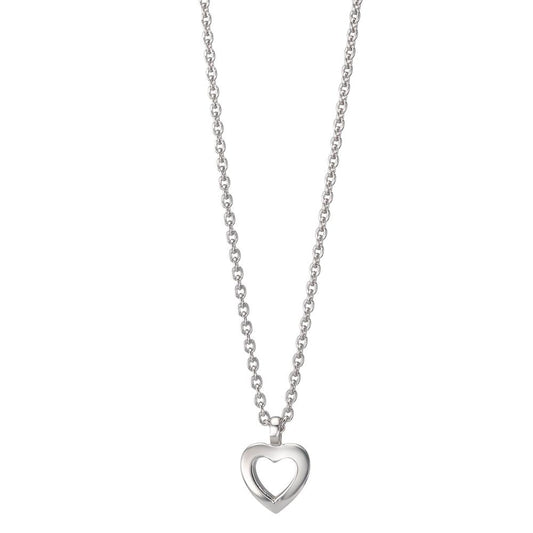 Necklace Silver Rhodium plated Heart 38-42 cm