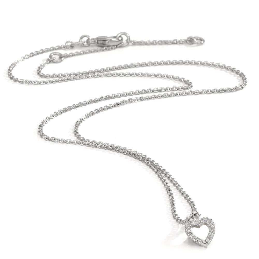 Necklace Silver Zirconia 16 Stones Rhodium plated Heart 38-42 cm