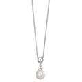 Necklace Silver Rhodium plated Freshwater pearl 7.5-8 mm 38-42 cm