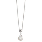 Necklace Silver Rhodium plated Freshwater pearl 7.5-8 mm 38-42 cm