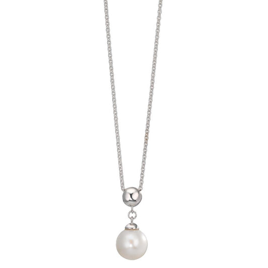Necklace Silver Rhodium plated Freshwater pearl 7.5-8 mm 38-42 cm