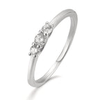 Ring Silver Zirconia 3 Stones Rhodium plated