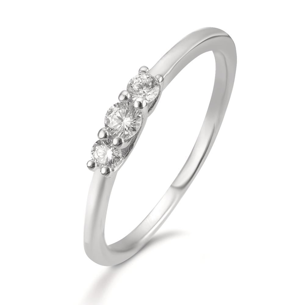 Ring Silver Zirconia 3 Stones Rhodium plated