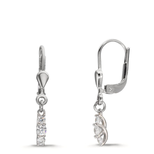 Drop Earrings Silver Zirconia 6 Stones Rhodium plated