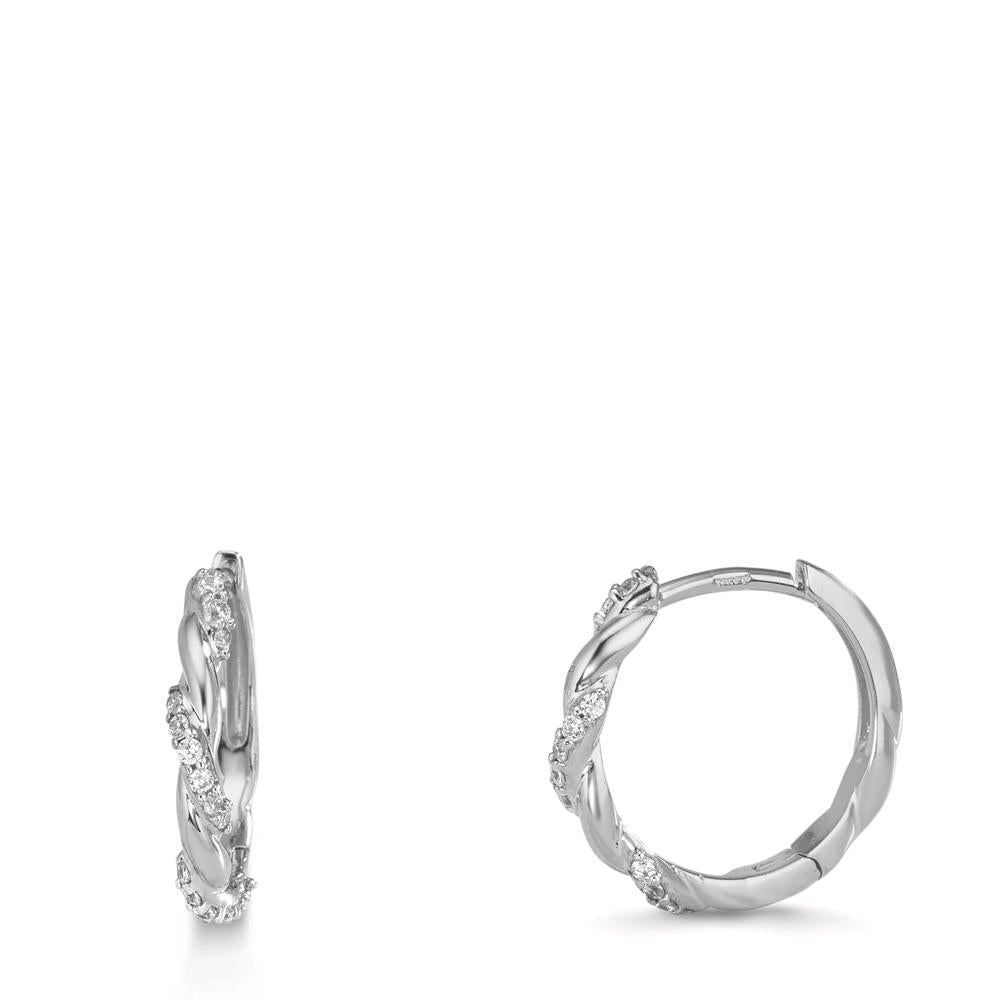 Hinged hoop Silver Zirconia 26 Stones Rhodium plated