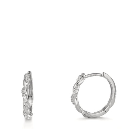 Hinged hoop Silver Zirconia 26 Stones Rhodium plated