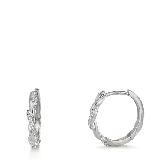 Hinged hoop Silver Zirconia 26 Stones Rhodium plated