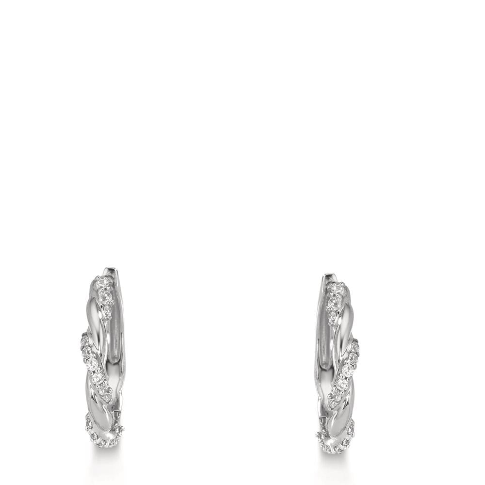 Hinged hoop Silver Zirconia 26 Stones Rhodium plated