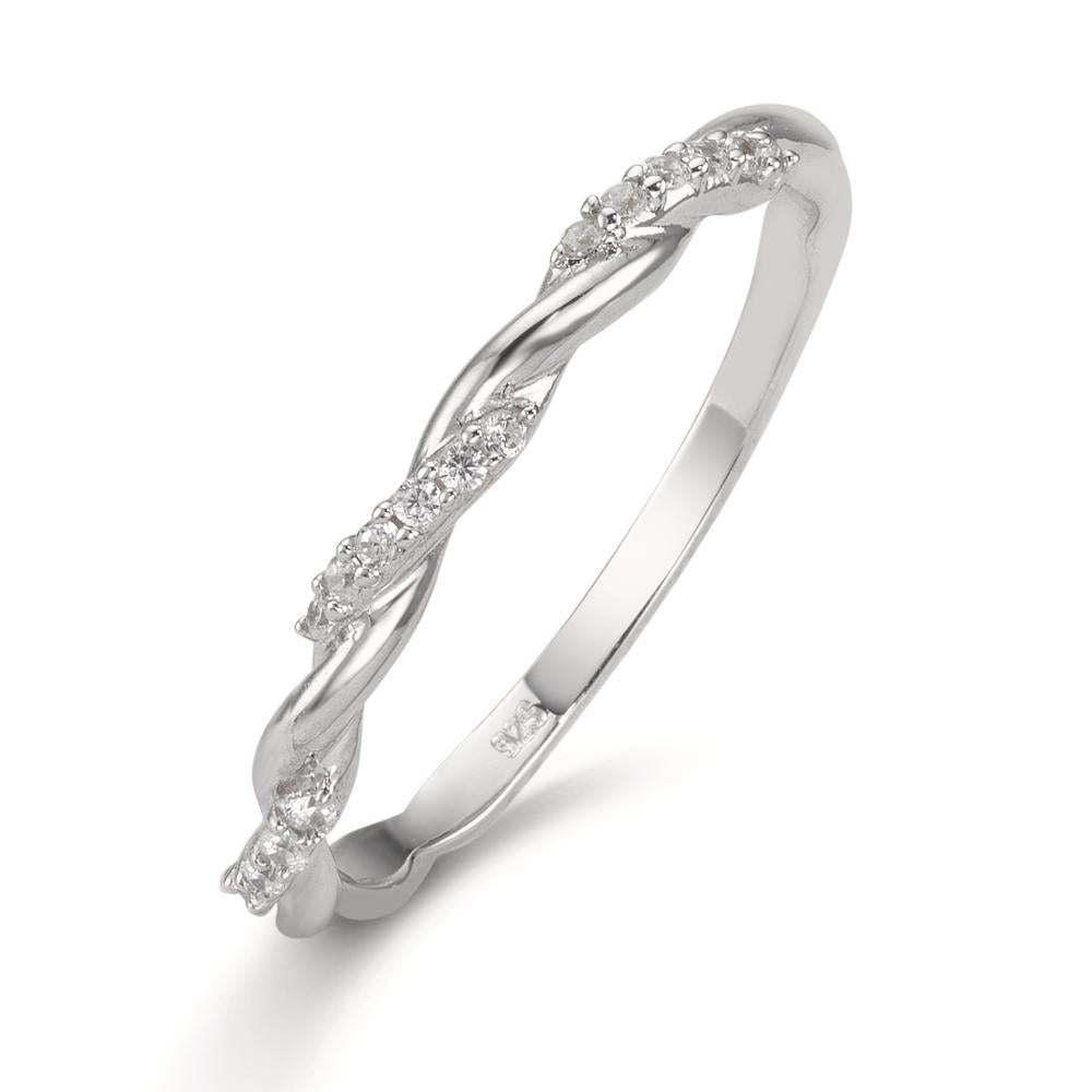 Stacking ring Silver Zirconia 18 Stones Rhodium plated