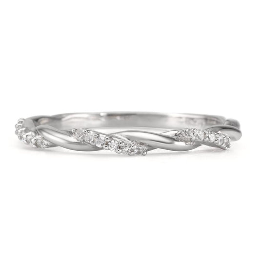 Stacking ring Silver Zirconia 18 Stones Rhodium plated