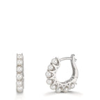 Hinged hoop Silver Rhodium plated Freshwater pearl, 16 Pearls, 2.5 mm