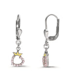 Drop Earrings Silver Zirconia Rose Rhodium plated Heart