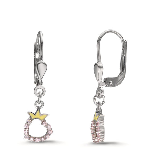 Drop Earrings Silver Zirconia Rose Rhodium plated Heart