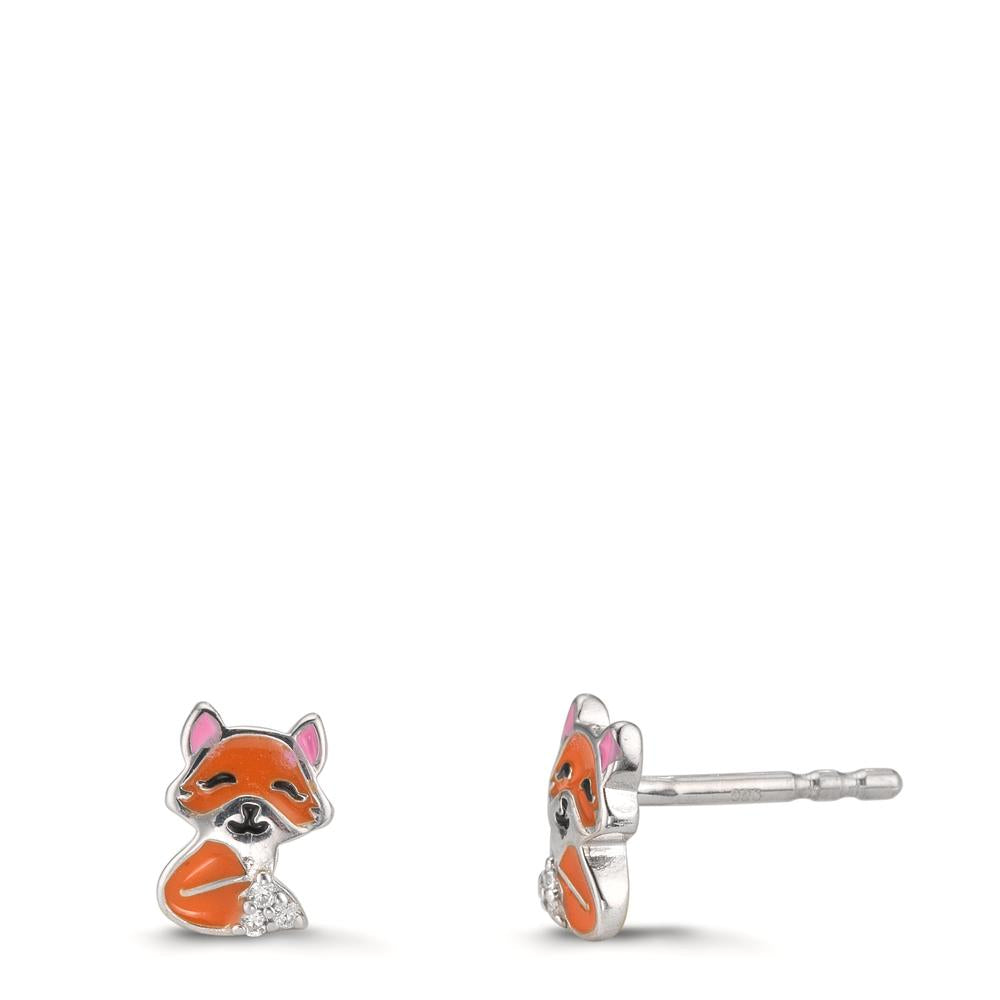Stud earrings Silver Zirconia 6 Stones Rhodium plated Fox