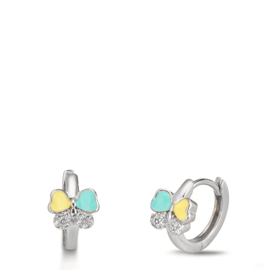 Hinged hoop Silver Zirconia 20 Stones Rhodium plated Butterfly