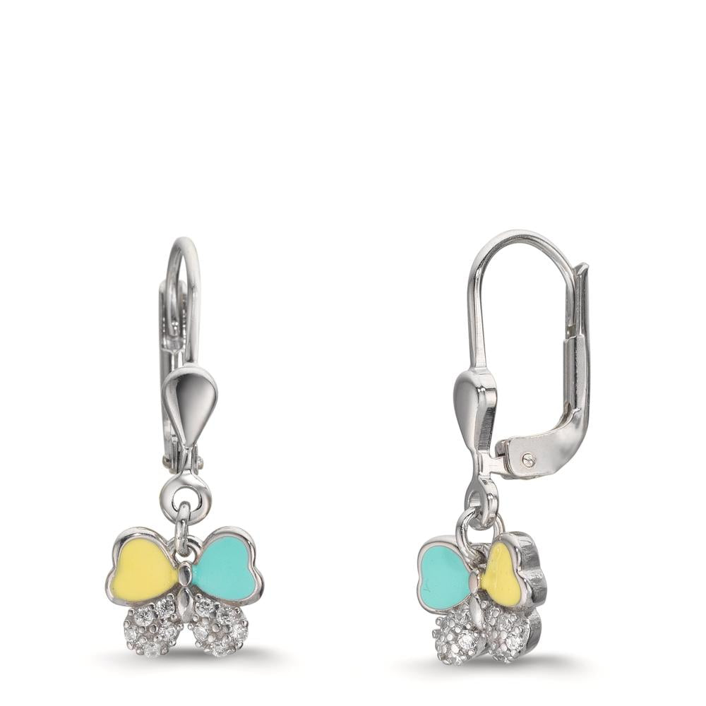 Drop Earrings Silver Zirconia 20 Stones Rhodium plated Butterfly