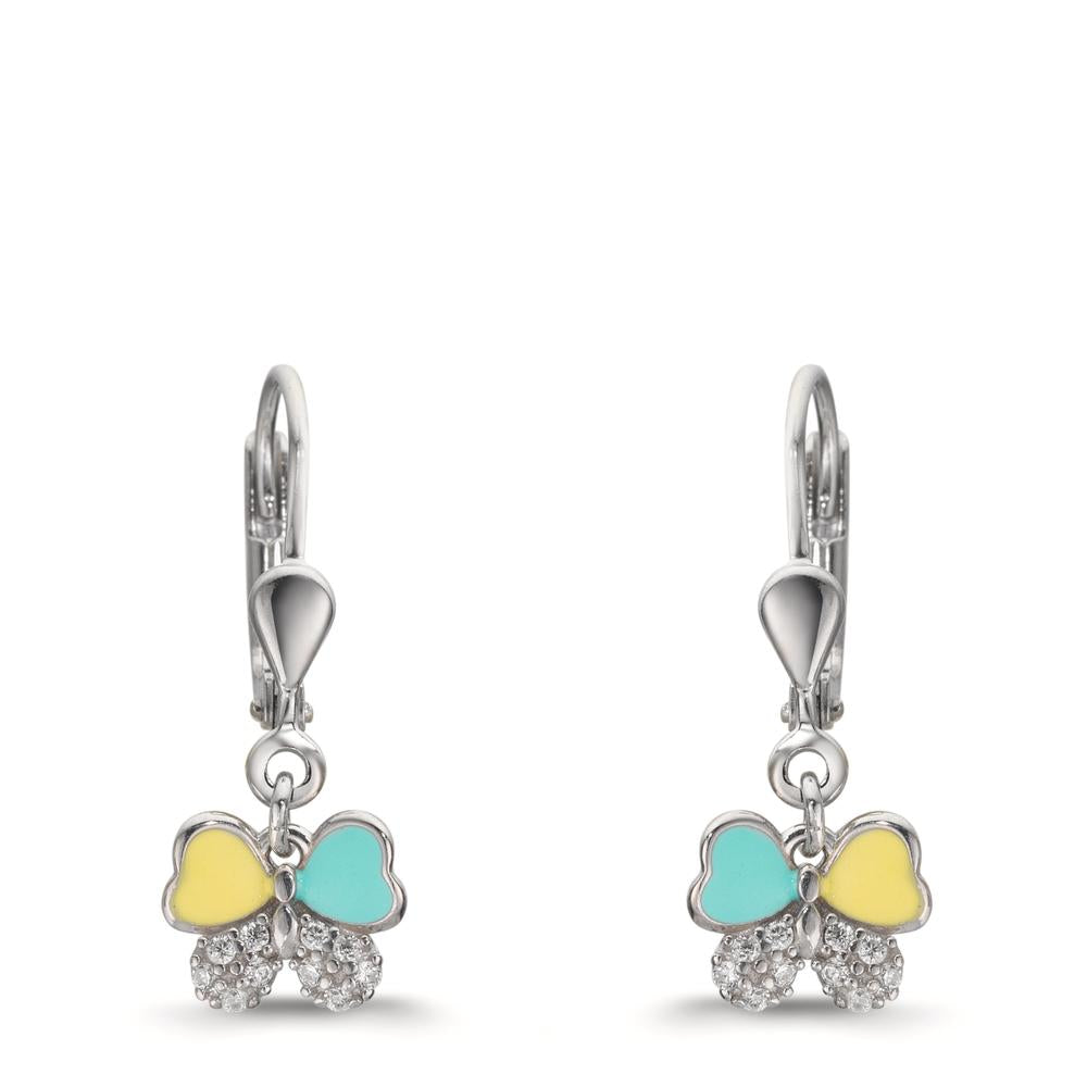 Drop Earrings Silver Zirconia 20 Stones Rhodium plated Butterfly